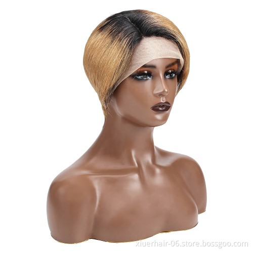 Wholesale Short Brazilian Pixie Cut Curly Wig,Cheap Perruque 13x4 Lace Frontal Pixie Wig,Hd Lace Human Hair Wig For Black Women